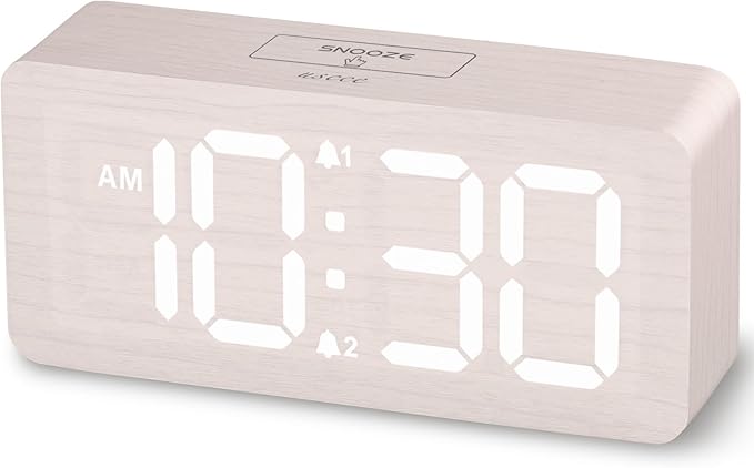 uscce Wooden Digital Alarm Clocks for Bedrooms: Dimmable Dual Alarm Clock with Large Numbers for Bedside Desk - Loud Alarm for Heavy Sleepers with Volume Control - Wood Decor & Gifts-Ruum Studio Home