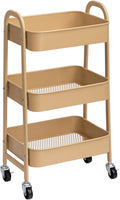 AGTEK Makeup Cart, Movable Rolling Organizer Cart, 3 Tier Metal Utility Cart with Lockable Wheels for Home & Office, Golden-Ruum Studio Home