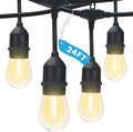 LUXRITE 24FT LED Outdoor String Lights, Commercial Grade Waterproof, 12 Edison S14 Shatterproof Bulbs, IP65, Decorative Hanging for Patio, Backyard, Garden, Cafe, Balcony-Ruum Studio Home