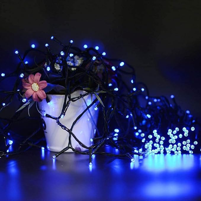 HOME LIGHTING 66ft Christmas Decorative Mini Lights, 200 LED Green Wire Fairy Starry String Lights Plug in, 8 Lighting Modes, for Indoor Outdoor Xmas Tree Wedding Party Decoration (Blue)-Ruum Studio Home