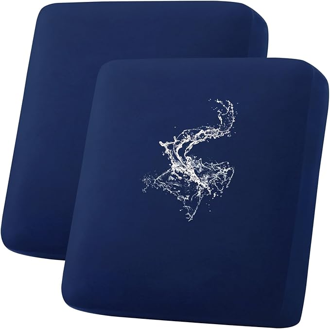 hyha Waterproof Couch Cushion Covers, Stretch Sofa Couch Seat Slipcover for Dog Washable, Non-Slip Waterproof Outdoor Cushion Covers for Patio Furniture Replacement (2 Pieces, Navy)-Ruum Studio Home