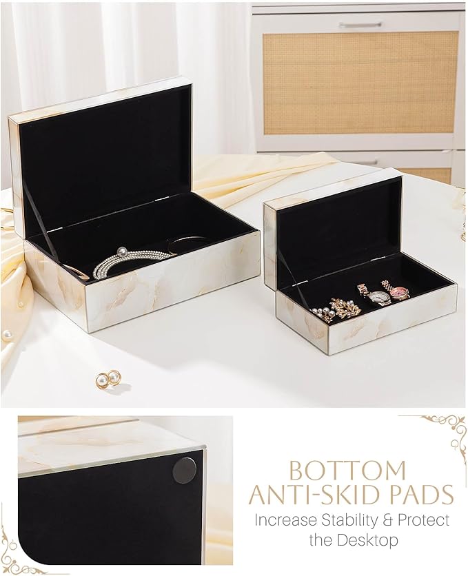 Homde Glass Decorative Storage Box: Set of 2 Boxes for Home Decor - Large Organizer with Lids for Decorations-Ruum Studio Home