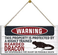 Warning Sign, Bearded Dracon Warning Wood Plaque Sign, Funny Door Signs, Decorative Wood Hanging Suspension Plaque, Farmhouse Wooden Wall Decor, Outdoor Hanging Wooden Signs-Ruum Studio Home