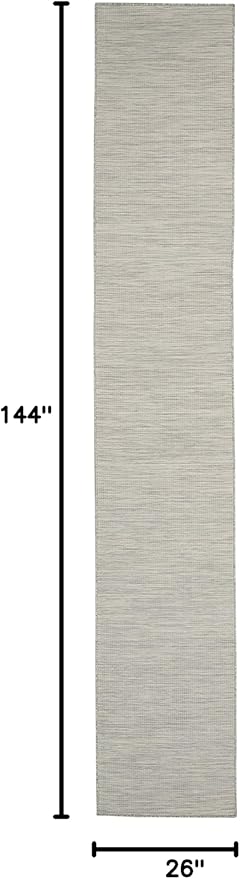 Nourison Positano Indoor/Outdoor Light Grey 2'2" x 12' Area Rug, Easy Cleaning, Non Shedding, Bed Room, Living Room, Dining Room, Backyard, Deck, Patio (2x12)-Ruum Studio Home
