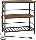 IBUYKE Kitchen Island with Storage, Bakers Rack with Power Outlet,Microwave Stand with Large Worktop,Rolling Bar Cart for Home, Outdoor, Kitchen,Rustic Brown and Black TMJ029H-Ruum Studio Home