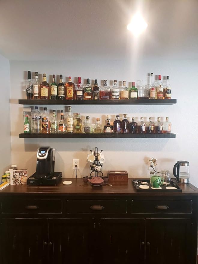 joelsantiques - 72 Inch Wooden Floating Shelves for Wall - 72x8x2 in - Made of Natural Wood - Long Heavy Duty Rustic Wall Shelves for Bedroom - Perfect for Living Room, Kitchen - Mocha-Ruum Studio Home