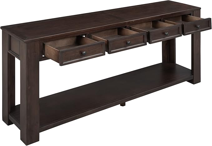63" Solid Wood Console Table Sofa Table with Storage Drawers and Bottom Shelf,Farmhouse Entryway Table for Hallway Foyer,Sofa Couch Table,Fully Assembled (63" Espresso)-Ruum Studio Home