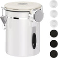 ShanSon Coffee Canister Airtight Coffee Container Stainless Steel Coffee Bean Storage Container with CO2 Release Valve and Scoop Coffee Canister for Beans,Grounds,Sugar,Flour,Tea,Cereal,22OZ,Off-White-Ruum Studio Home