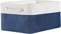 TheWarmHome Storage Bins for Shelves - 1 Pack 13.8x9.7x6.7 inch Collapsible Storage Basket for Organizing, Dog Toy Bin for Closet Organizer laundry Cloth Nursery (White & Jean Blue)-Ruum Studio Home