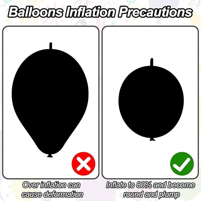 Black Linking Balloons, 100PCS Linked Balloon with Tail for Balloon Wall Arch and Chains, Quick Linkable Balloons for Wedding Birthday Baby Shower Engagement Graduation Party Decorations (10inch)-Ruum Studio Home