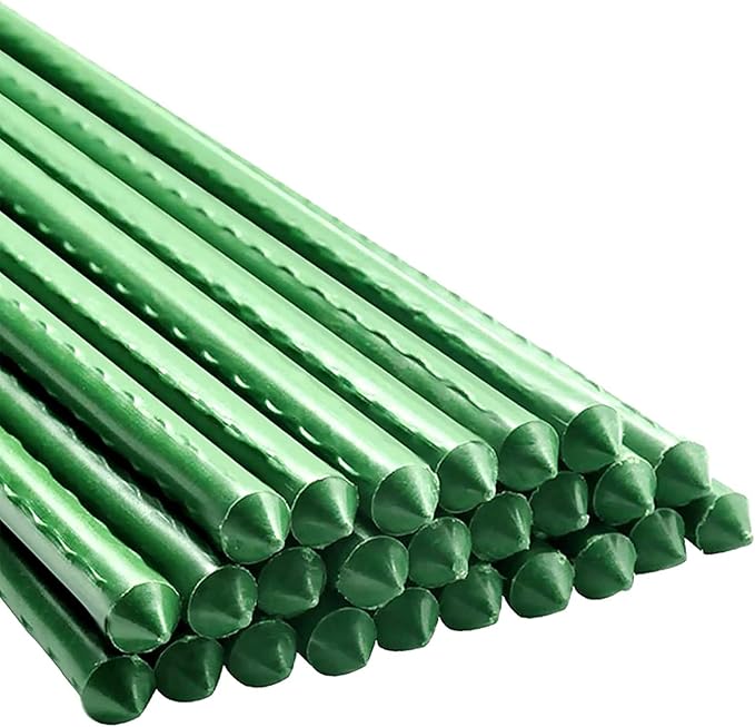 Garden Plant Stakes 24 Inch 2Ft Steel Plant Stick Support, 25 Pack Tomato Stakes for Growing Climbing Plants-Ruum Studio Home