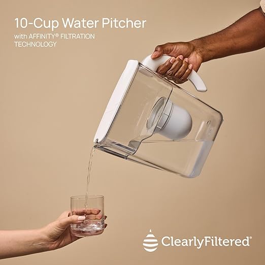 Clearly Filtered No.1 Filtered Water Pitcher/Updated Model/Targets 365+ Contaminants e.g. Fluoride Chlorine PFAS Microplastics Lead Arsenic BPA/BPS Free (Pitcher Includes 1 Filter)-Ruum Studio Home