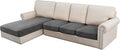 H.VERSAILTEX Velvet Stretch Sectional Couch Covers 4 Pieces Sofa Seat Cushion Covers L Shape Separate Cushion for Both Left/Right Couch (Large Sofa 3 Seater + 1 Chaise, Grey Striped)-Ruum Studio Home
