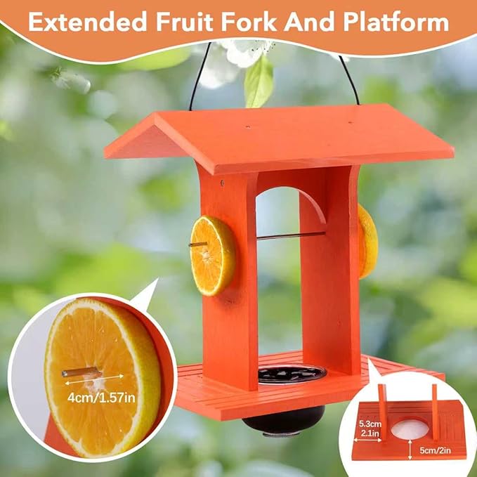 Oriole Feeder for Outdoors Hanging with Gift Box, Durable Plastic Oriole Jelly Feeder with Fruit Holder & 6oz Glass Bowl, Bird Feeder for Orioles with Roof Rain Protection for Garden, Patio, Backyard-Ruum Studio Home