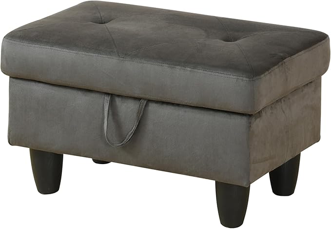 Ottoman Rectangular Storage Ottoman Bench, Flannel Footrest Stool Footstool with Lid for Living Room, Bedroom, Entryway, Brown, 28.5"x19"x17.5"-Ruum Studio Home