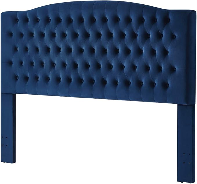 24KF Upholstered Button Tufted King Headboard and Velvet Fabric King/California King- Navy-Ruum Studio Home