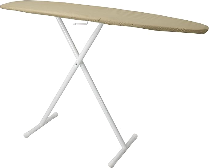 54" Full-Size Adjustable Ironing Board w/Thick Pad Cover, Leg Locking System, Foldable and Collapsible, Heavy-Duty Alloy Steel Construction, Space Saving Design - Khaki-Ruum Studio Home