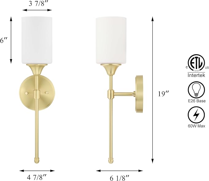 XiNBEi Lighting Wall Sconce, Bathroom Vanity Light with Glass, Classic Wall Fixture Satin Brass Finish for Bathroom XB-W1216-SB-Ruum Studio Home