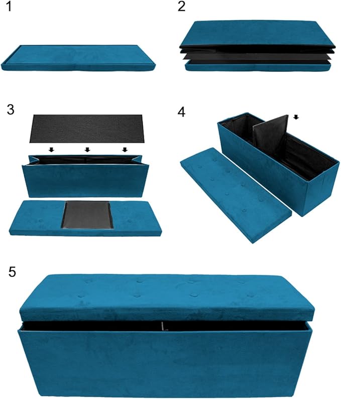 Sorbus Storage Ottoman Bench – Collapsible/Folding Bench Chest with Cover – Perfect Toy and Shoe Chest, Hope Chest, Pouffe Ottoman, Seat, Foot Rest, – Contemporary Faux Suede (Teal)-Ruum Studio Home
