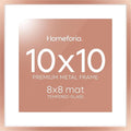 Homeforia 10x10 Picture Frame Rose Gold, High End Metal 10 by 10 Square Frames with Mat 8 x 8 Photo, 10by10 Poster Frame Matted to 8x8 Print, Wall or Tabletop Frame, Tempered Glass, Wall Kit, Set of 1-Ruum Studio Home