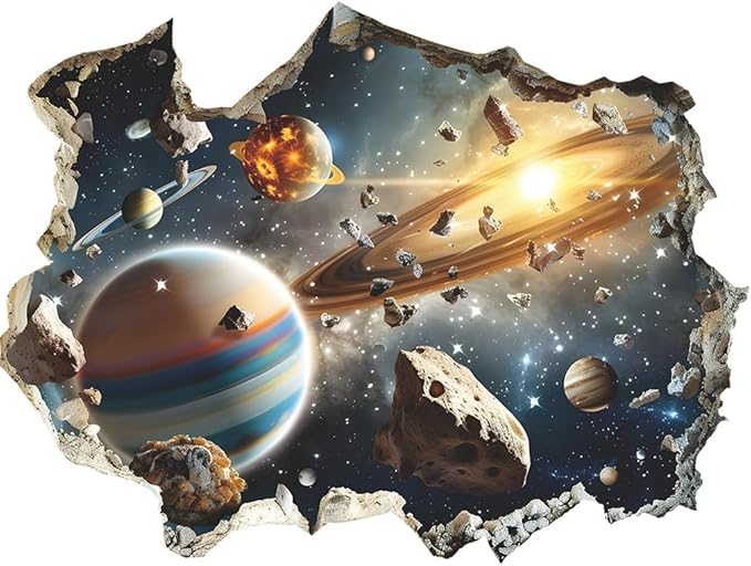 Quanhaigou 3D Galaxy Outer Space Wall Decals Stickers Wall Murals Wallpaper Decor for Home Floor Living Room (Universe Planet)-Ruum Studio Home