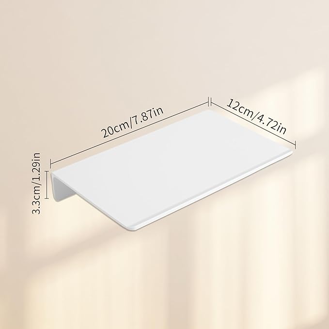 JOOM Small Metal Wall Floating Shelf - Metal Wall Shelf, Black Floating Shelf, Small Bathroom Shelf, Display Shelves for Storage (White, 8 Inch)-Ruum Studio Home