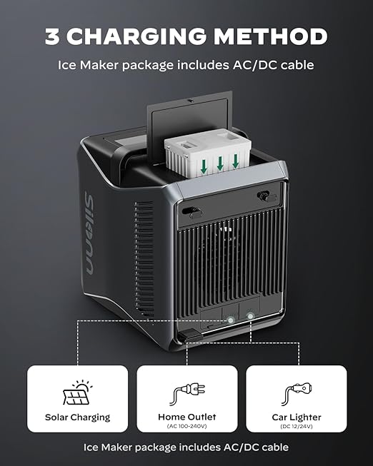 Silonn 168 Wh Detachable Battery for 12 Volt RV Ice Maker, Specially Equipped SLIM39 Series Portable Ice Maker (Adapter not Included)-Ruum Studio Home