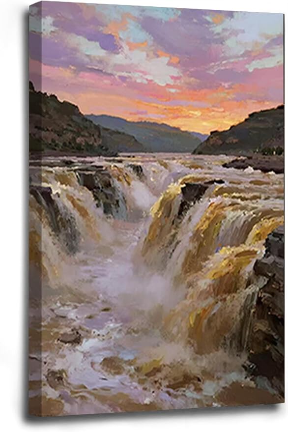 The surging waterfall scenery in the canyon is suitable for posting in the living room bedroom and office landscape posters-Ruum Studio Home