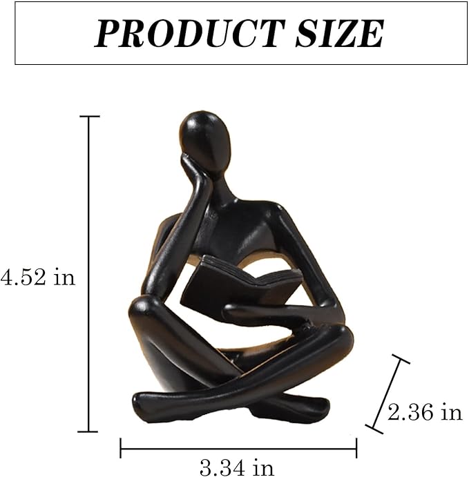 Bookshelf Decor Thinker Statue - Abstract Style Thinker Sculptures Modern Aesthetic Figurine Decoration Statues for Home Decor-Zuo Si-Black-Ruum Studio Home