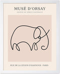 Poster Master Vintage Poster - Retro One Line Elephant Drawing Print - Elephant Art - Minimal Gift for Men, Women, Animal Lover - Abstract Wall Decor for Home, Office, 11x14 White Framed-Ruum Studio Home