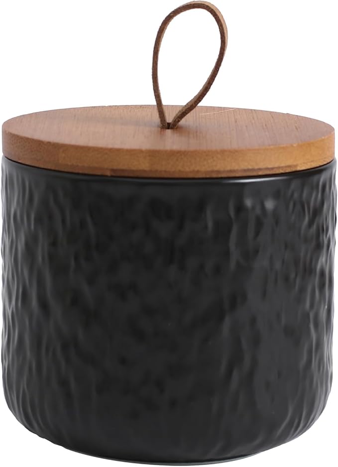 Kitchen Canisters for Countertop, Ceramic Coffee Canisters with Airtight Lids Food Storage Jars Sugar Container for Kitchen Counter Tea, Coffee Beans, Spice (#001Black-9oz/260ml)-Ruum Studio Home