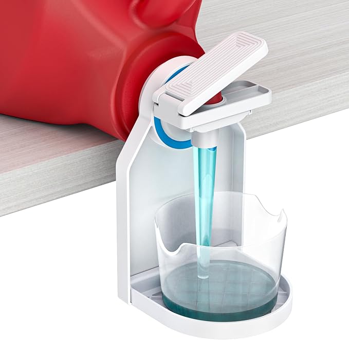 Laundry Detergent dispenser Cup Holder,Nozzle Upgraded Labor-Saving Switch Easily No More runny or Messy Laundry Detergent, Laundry Cup Holder and drip Tray room organization and storage-Ruum Studio Home