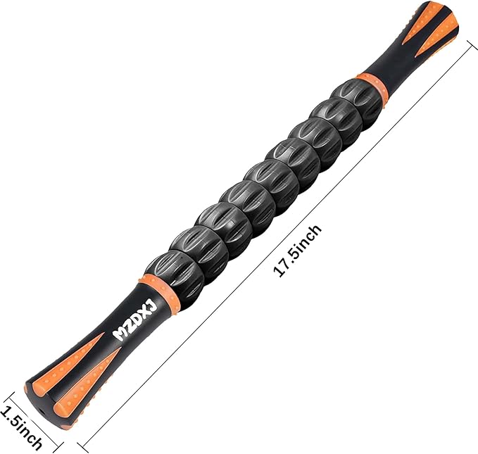 Muscle Roller Stick for Athletes -Roller Massager for Myofascial Pain Relief - Handheld Physical Therapy & Recovery Tool(Orange black-18 inch)-Ruum Studio Home