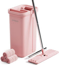 JOYMOOP Pink Mop and Bucket with Wringer Set for Home, with 3 Reusable Microfiber Mop Pads, Hands-Free Self-Cleaning System, Suitable for Floor Cleaning and Wall Cleaner-Ruum Studio Home