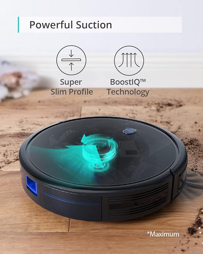 eufy Robot Vacuum 11S MAX, Super Thin, Powerful Suction, Quiet, Self-Charging Robotic Vacuum Cleaner, Cleans Hard Floors to Medium-Pile Carpets, Black-Ruum Studio Home