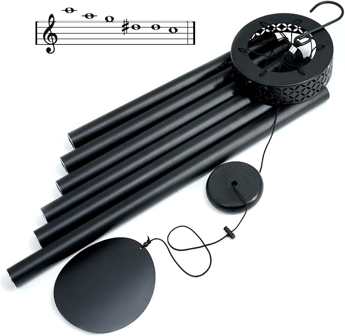 ASTARIN 48'' Deep Tone Wind Chimes for Outside - Large WindChimes with 6 Heavy Tubes, Memorial Chimes Outdoor for Garden Hanging Décor,Sympathy Gifts for Loved one,Home Décor, Black-Ruum Studio Home