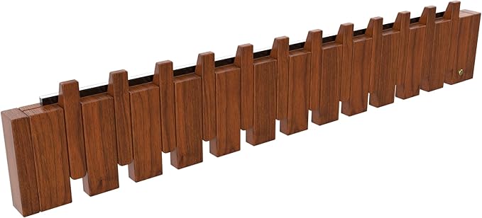 Wall Mounted Piano Key Hanger | Flip Style Hook | Entrance Wall Art Hook, Made of Oak Wood (3 Times Painted, 4 Times Polished) (LED Walnut, 12Hooks)-Ruum Studio Home