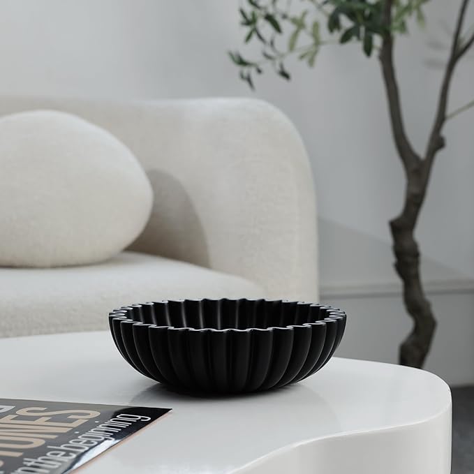 Black Decorative Bowl for Kitchen Counter - Modern Fruit Bowl with, Catch All Bowl for Keys, Entryway Table, and Home Decor-Ruum Studio Home