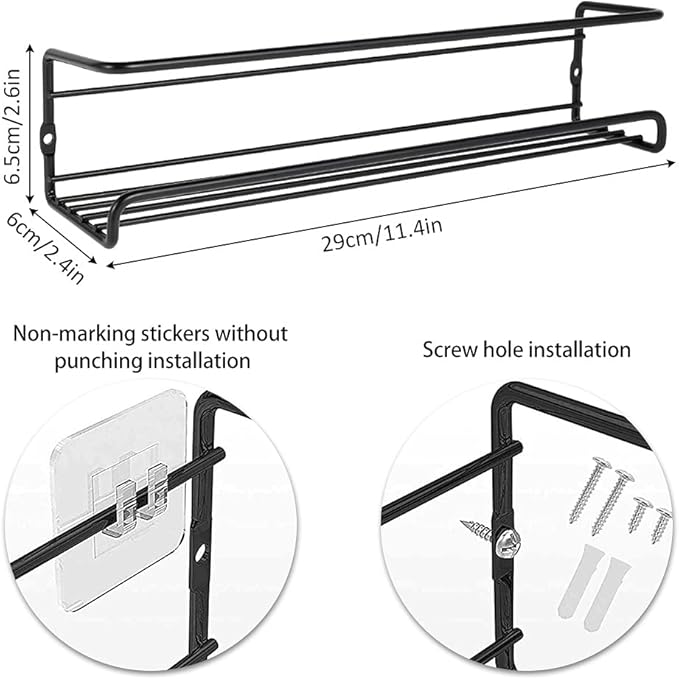 Spice Rack Organiser Hanging Spice Shelves Carbon Steel Wall Mount Spice Rack Kitchen Storage Racks Storage Spices and Condiments Spice Jars for Kitchen Cabinet Cupboard Pantry Door (6)-Ruum Studio Home