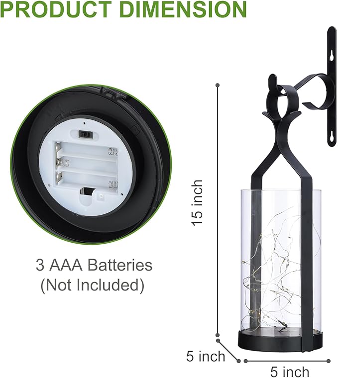Metal Wall Sconce 35 Led Lantern Set of 2 - Black Wall Mounted Hanging Holder with Glass & Candles Vintage Wall Decor for Porch, Living Room, Dining Room, Bedroom Indoor Decor-Ruum Studio Home