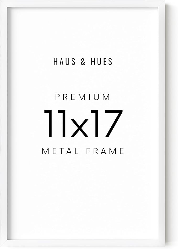 HAUS AND HUES 11x17 White Picture Frame - 11X17 Poster Frame - Aluminum, Vertical & Horizontal Hang, Shatterproof Plexiglass, Perfect for Home, Room, Office (11x17 in, White)-Ruum Studio Home