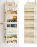 SpaceAid 1 Pack Over The Door Organizer with 5 Large Pockets and 10 Mesh Side Pockets, 5 Layers Door Organizer Hanging with Clear Window for Bedroom, Bathroom, Pantry and Nursery, Beige-Ruum Studio Home