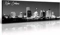 DJSYLIFE New Orlean Canvas Wall Art Decor City Skyline Pictures Poster Artwork Black and White Panorama Cityscape Painting for Bedroom Office Living Room Decoration Ready to Hang 13.8"X47.3"-Ruum Studio Home