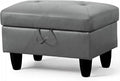 Ottoman Rectangular Storage Ottoman Bench, Faux Leather Footrest, Coffee Table, Stool Footstool with Hinged Lid for Living Room, Bedroom, Entryway, Gray, 28.5"x19"x17.5"-Ruum Studio Home