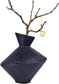 Cast Iron Decorative Vase, Dried Flower Rustic Vases, Wabi Sabi Vase for Modern Home Decor, Living Room, Shelf Decor, Enterway, Wedding, Office, Table, Bedroom, Kitchen, 8.86" H (Black)-Ruum Studio Home