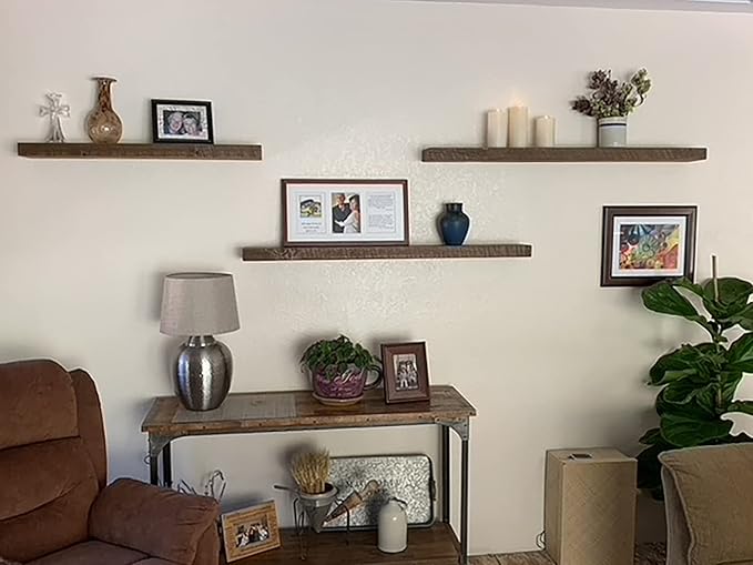 joelsantiques - 54 Inch Wooden Floating Shelves for Wall - 54x6x2 in - Made of Natural Wood - Long Heavy Duty Rustic Wall Shelves for Bedroom - Perfect for Living Room, Kitchen - Medium Brown-Ruum Studio Home