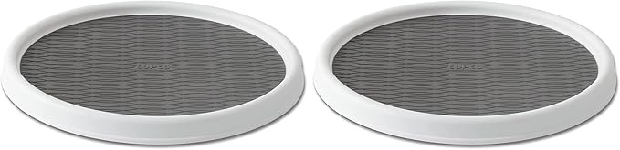 Copco Basics Non-Skid Pantry Cabinet Lazy Susan Turntable, 12-Inch, White/Gray (Pack of 2)-Ruum Studio Home