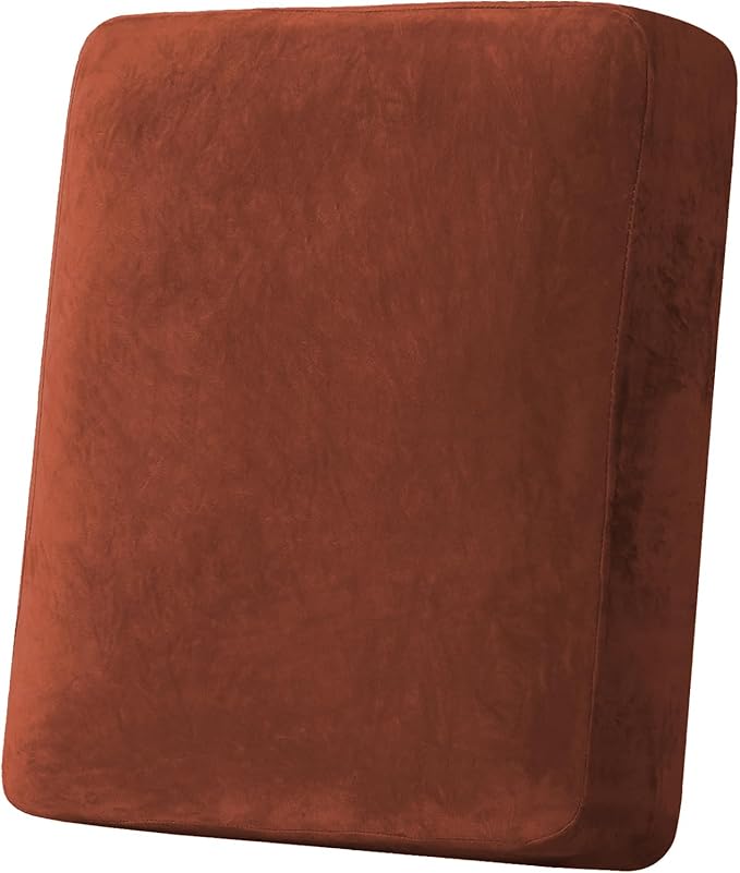 H.VERSAILTEX Velvet Stretch Couch Cushion Cover Plush Cushion Slipcover for Chair Cushion Furniture Protector Seat Cushion Sofa Cover(1 Piece Armchair Cushion Cover, Rust)-Ruum Studio Home