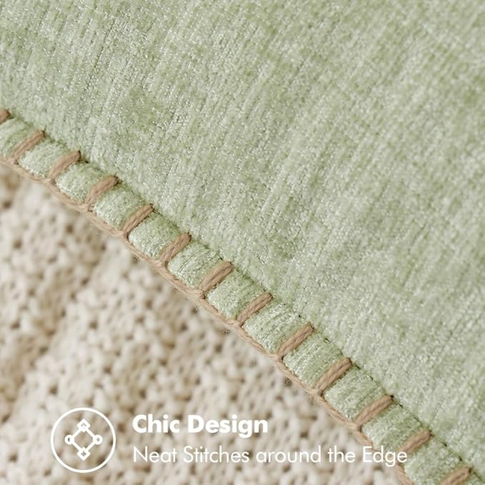 MIULEE Pack of 2 Couch Throw Pillow Covers 12x20 Inch Light Green Farmhouse Decorative Pillow Covers with Stitched Edge Soft Chenille Solid Dyed Spring Pillow Covers for Sofa Bed Living Room-Ruum Studio Home