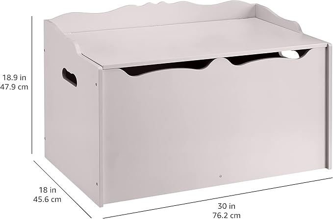 Amazon Basics Kids Toy Box, Wooden Organizer Storage Chest, Gray, 30" x 18" x 19"-Ruum Studio Home